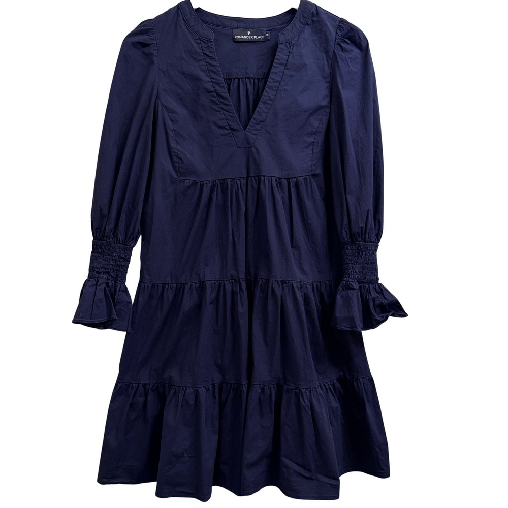 Tuckernuck Pomander Place‎ Navy Blue Cotton Poplin Kenzo Mini Dress Size XS